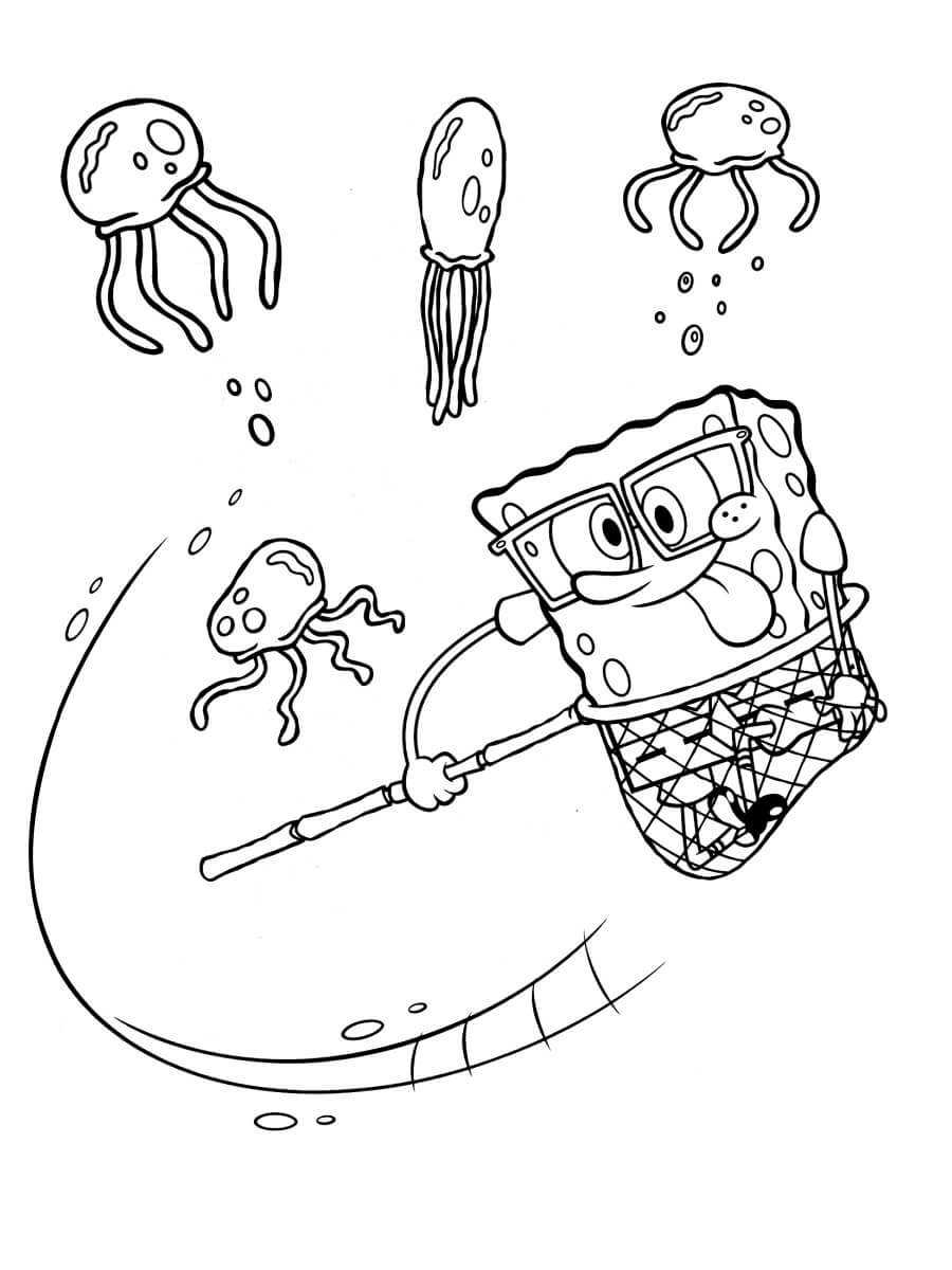 SpongeBob Catching Jellyfish Coloring Game SpongeBob Catching Jellyfish