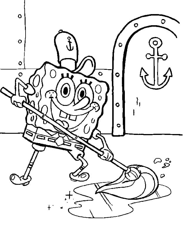 SpongeBob Cleaning Floor Coloring Game SpongeBob Cleaning Floor