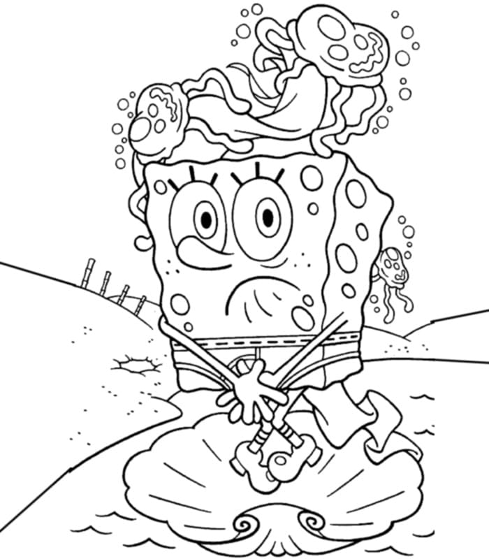 SpongeBob on Seashell Coloring Game SpongeBob on Seashell