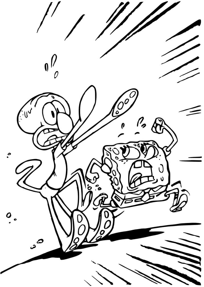 Spongebob and Squidward Running Coloring Game Spongebob and Squidward Running