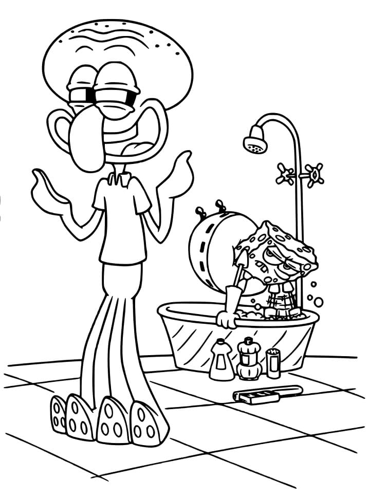 Squidward Smiling Coloring Game Squidward Smiling