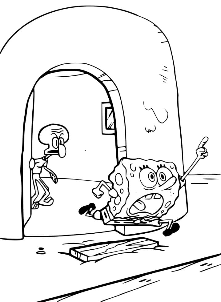 Squidward with Spongebob Coloring Game Squidward with Spongebob