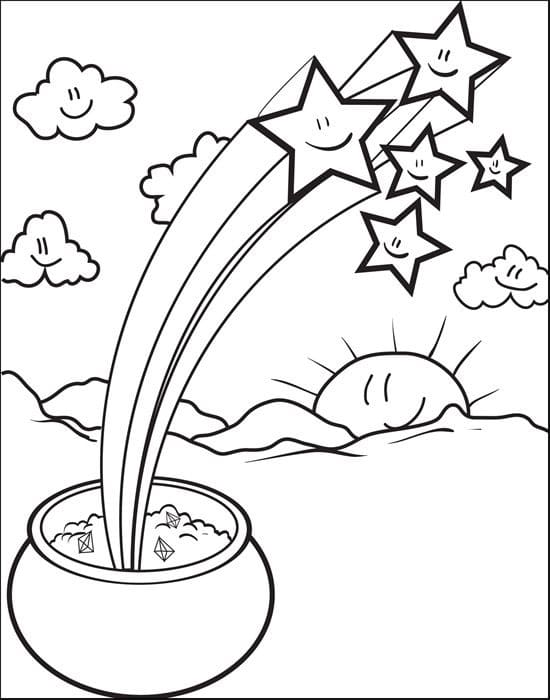 Stars with Pot of Gold Coloring Game Stars with Pot of Gold