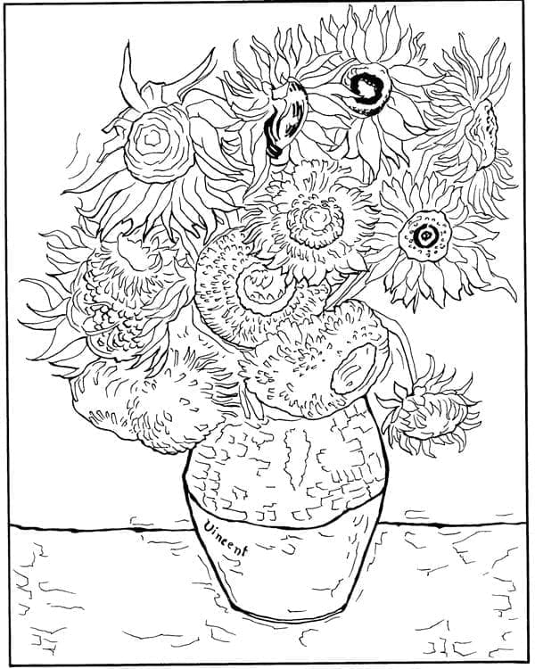 Sunflowers Vincent Van Gogh Coloring Game Sunflowers Vincent Van Gogh