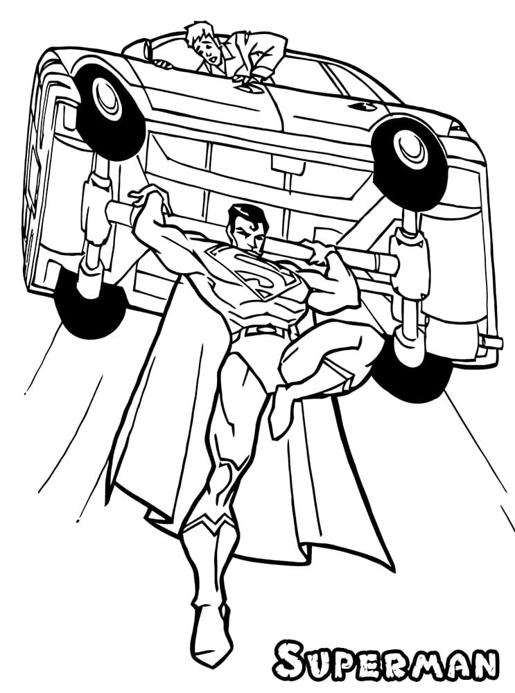 Superman Holding a Car Coloring Game Superman Holding a Car