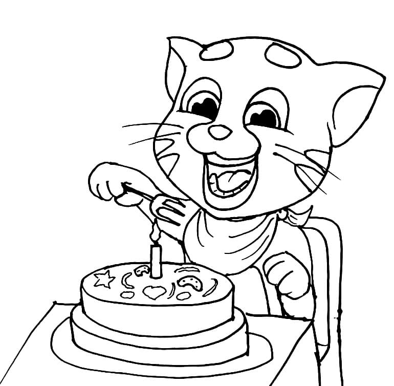 Talking Tom and Birthday Cake Coloring Game Talking Tom and Birthday Cake