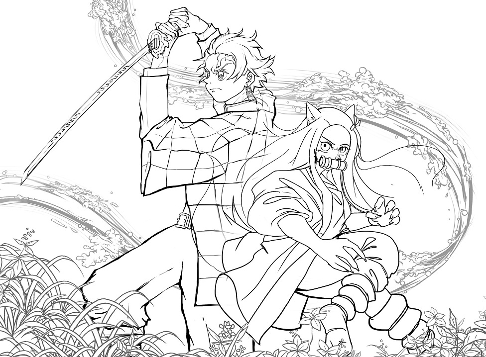 Zenitsu Demon Slayer Coloring Page - Anime Coloring Pages