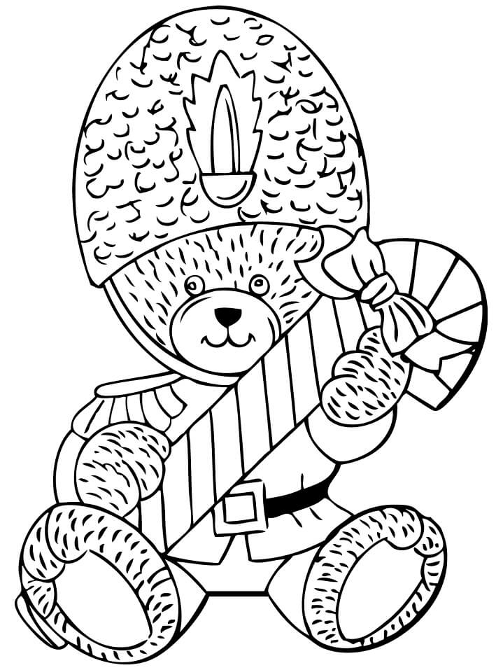 Teddy Bear with Candy Cane Coloring Game Teddy Bear with Candy Cane