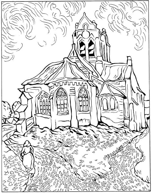 The Church at Auvers Vincent Van Gogh Coloring Game The Church at Auvers Vincent Van Gogh