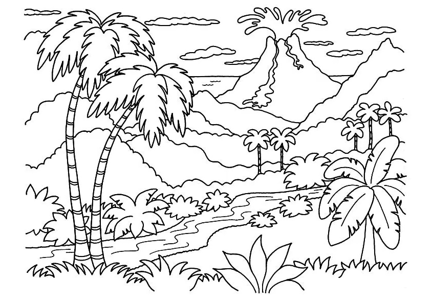 The Forest Volcano Coloring Game The Forest Volcano