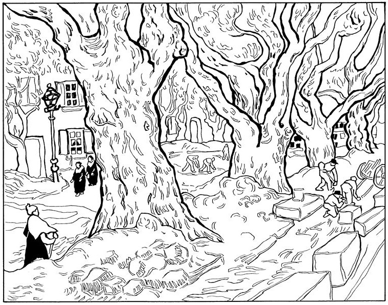 The Large Plane Trees Vincent Van Gogh Coloring Game The Large Plane Trees Vincent Van Gogh