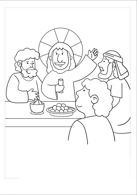 Jesus Eating in The Last Supper Coloring - Play Free Coloring Game Online