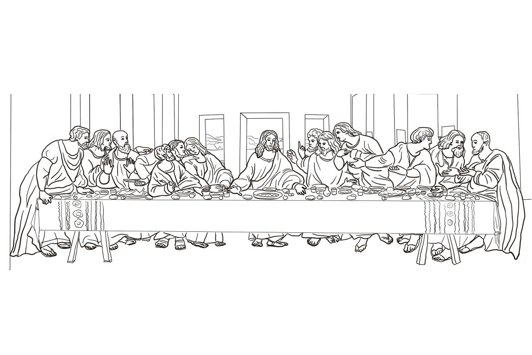 Jesus Eating in The Last Supper Coloring - Play Free Coloring Game Online