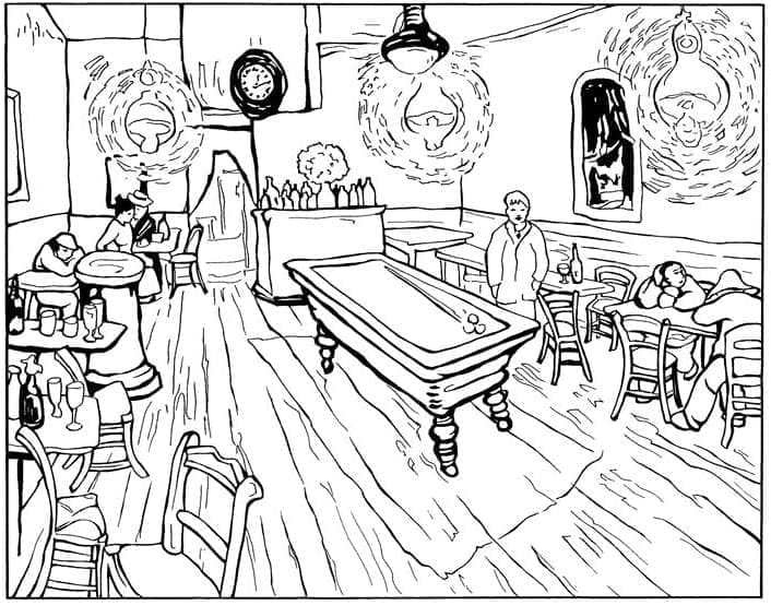 The Night Café Vincent Van Gogh Coloring Game The Night Café Vincent Van Gogh