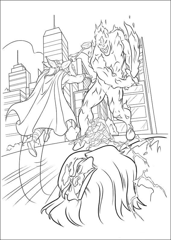 Thor Fights Monster Coloring Game Thor Fights Monster