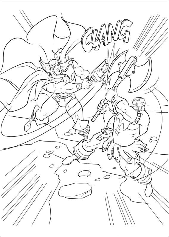 Thor Fights Villain Coloring Game Thor Fights Villain