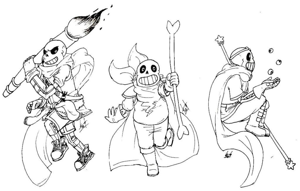 Three Skeleton Sans Coloring Game Three Skeleton Sans