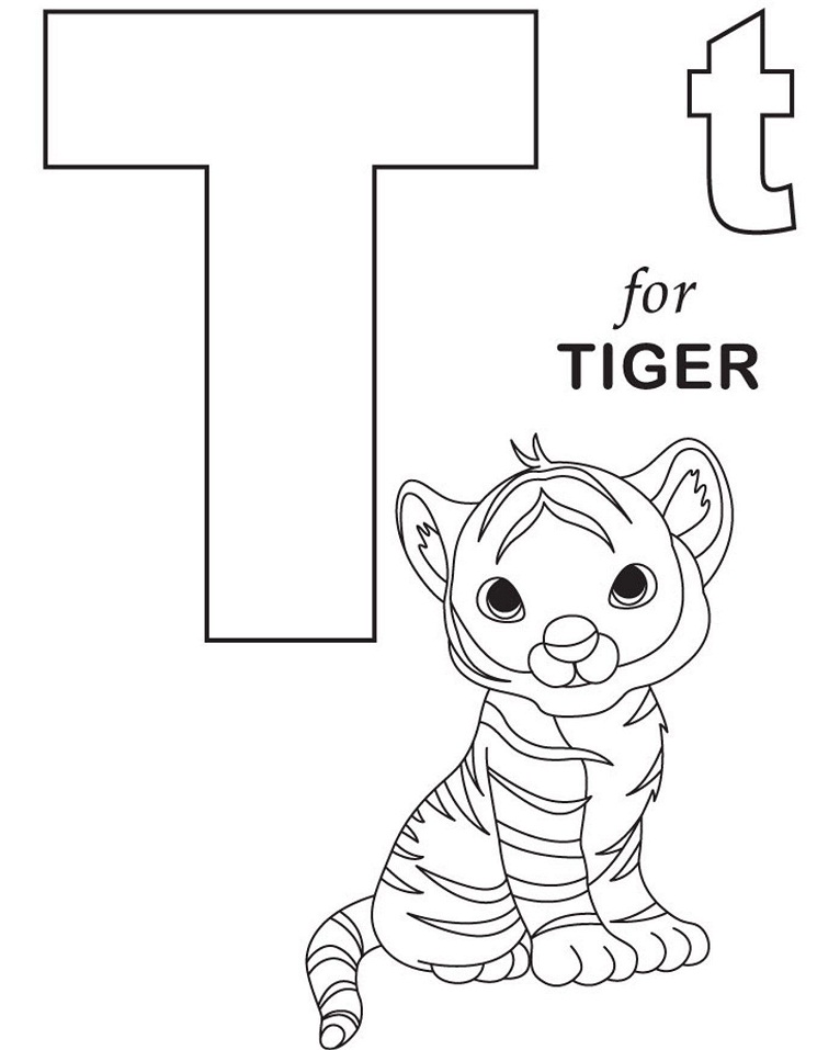 Tiger Letter T 1 Coloring Game Tiger Letter T 1
