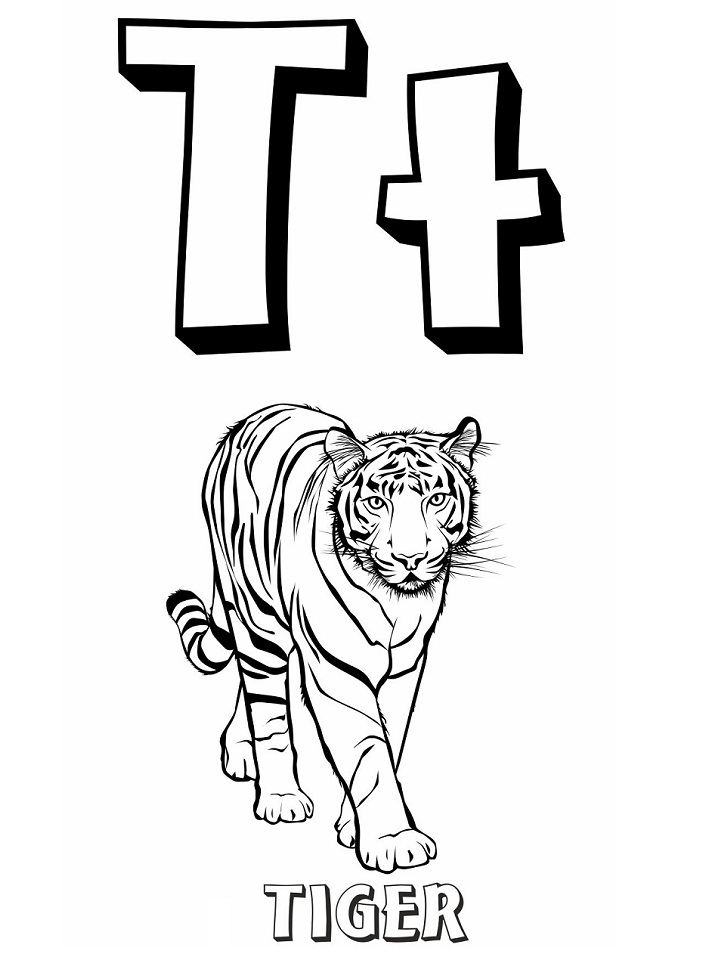 Tiger Letter T 2 Coloring Game Tiger Letter T 2