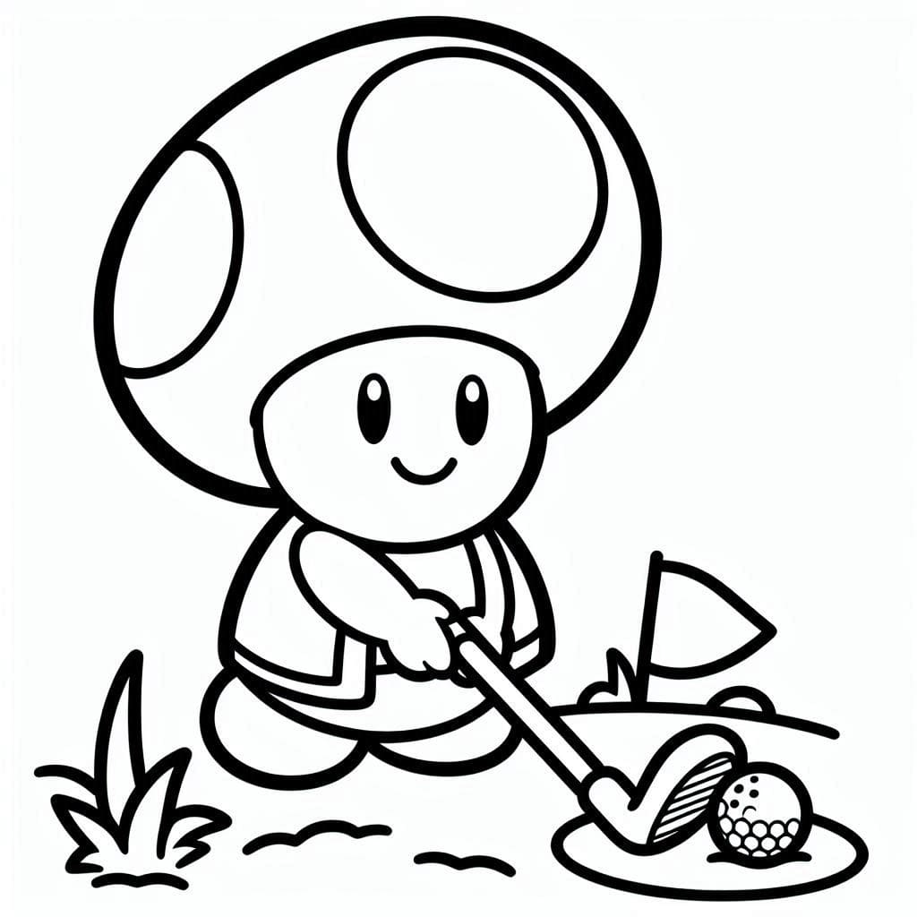 Toad Mario Playing Golf Coloring Game Toad Mario Playing Golf