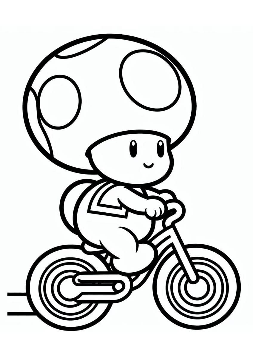 Toad Mario Riding Bike Coloring Game Toad Mario Riding Bike