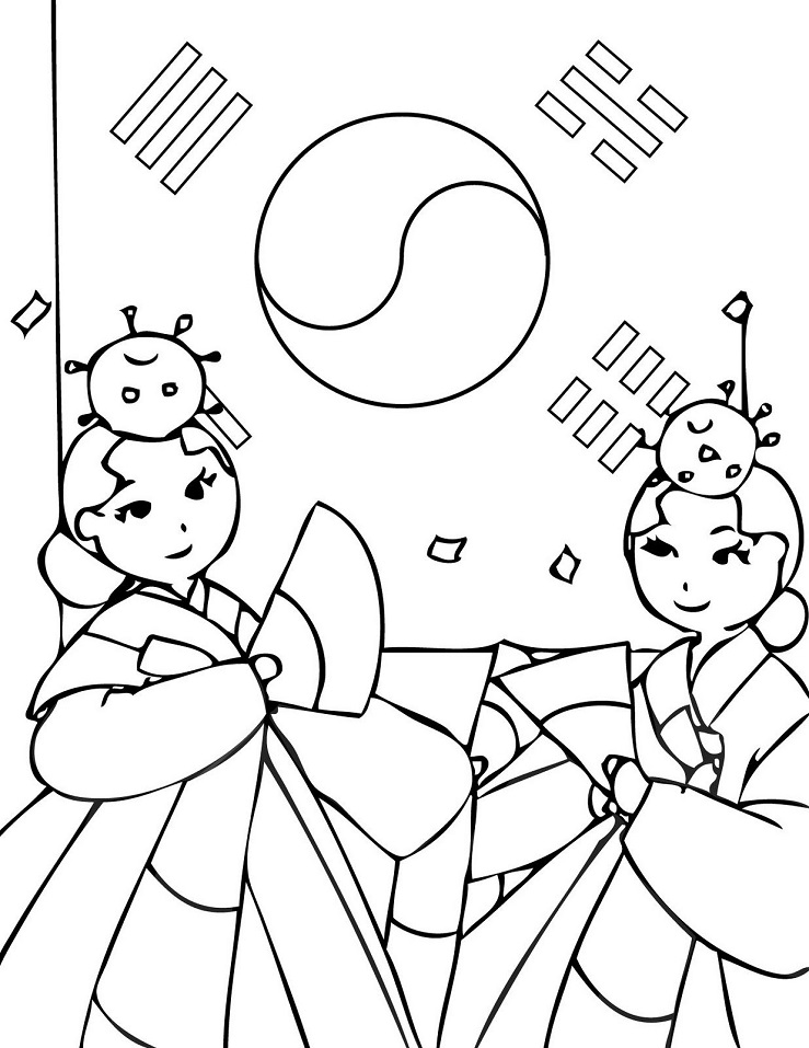 Traditional South Korean Women Coloring Game Traditional South Korean Women