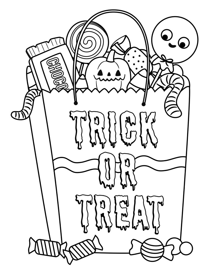 Trick or Treat Candy Bag Coloring Game Trick or Treat Candy Bag