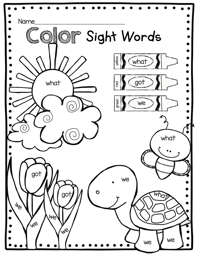 Turtle Sight Words Coloring Game Turtle Sight Words