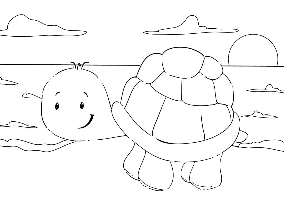 Turtle on the Beach Coloring Game Turtle on the Beach