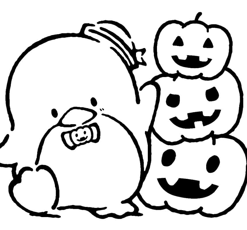 Tuxedo Sam with Pumpkins