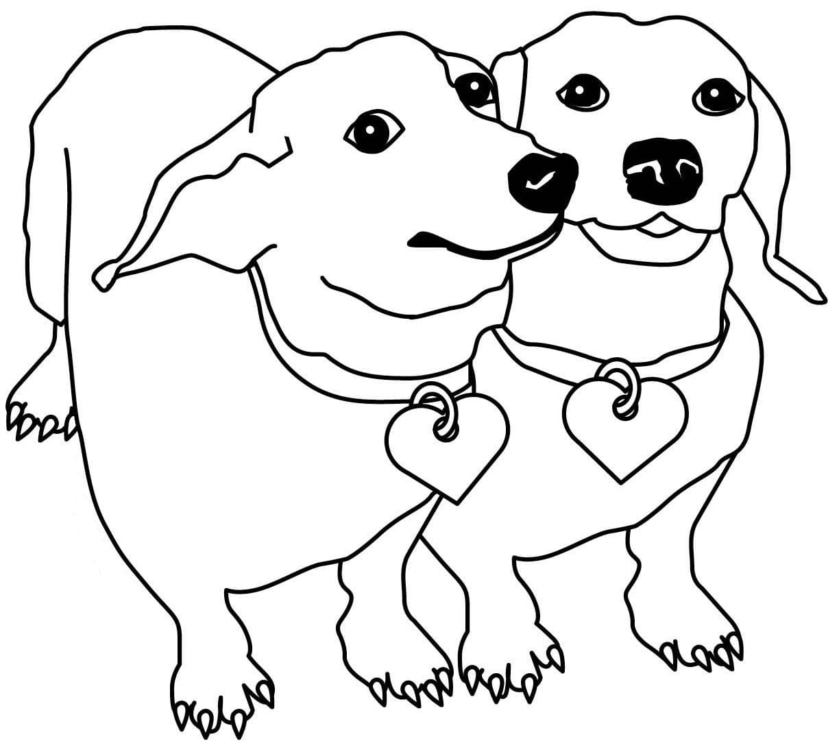Two Adorable Dachshund Coloring Game Two Adorable Dachshund
