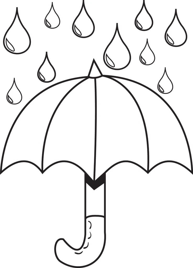 Umbrella with Raindrops Coloring Game Umbrella with Raindrops