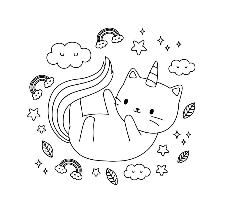 Unicorn Cat Floating Coloring Game Unicorn Cat Floating