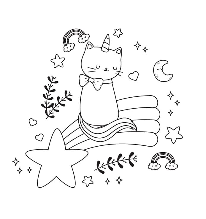 Unicorn Cat Printable Coloring Game Unicorn Cat Printable