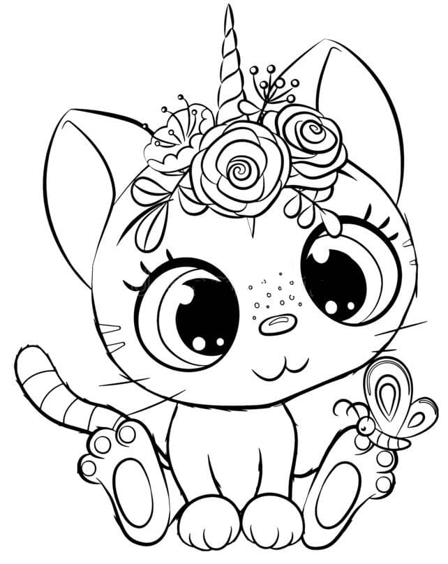 Unicorn Cat and Butterfly Coloring Game Unicorn Cat and Butterfly