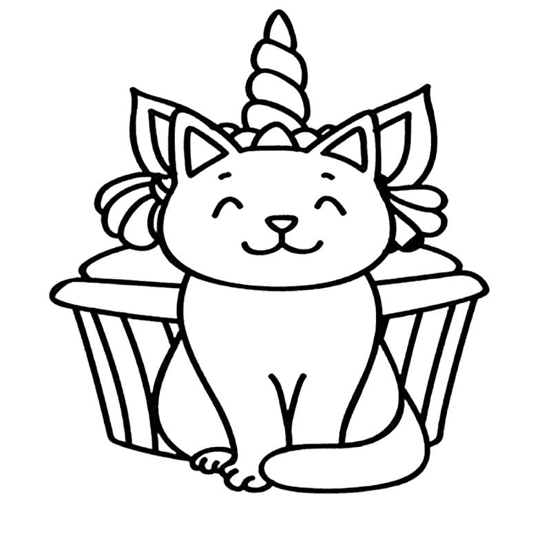 Unicorn Cat and Cupcake Coloring Game Unicorn Cat and Cupcake