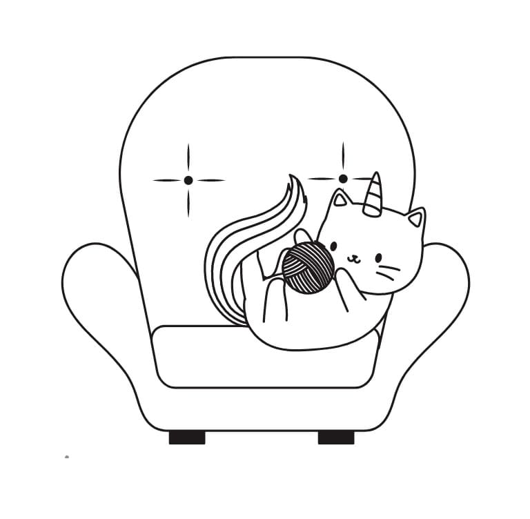 Unicorn Cat on a Chair Coloring Game Unicorn Cat on a Chair