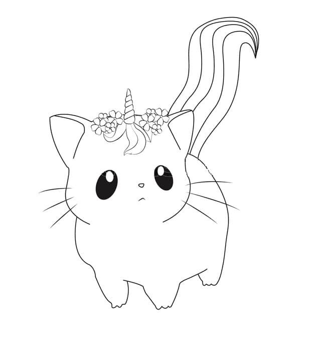 Unicorn Cat to Color Coloring Game Unicorn Cat to Color