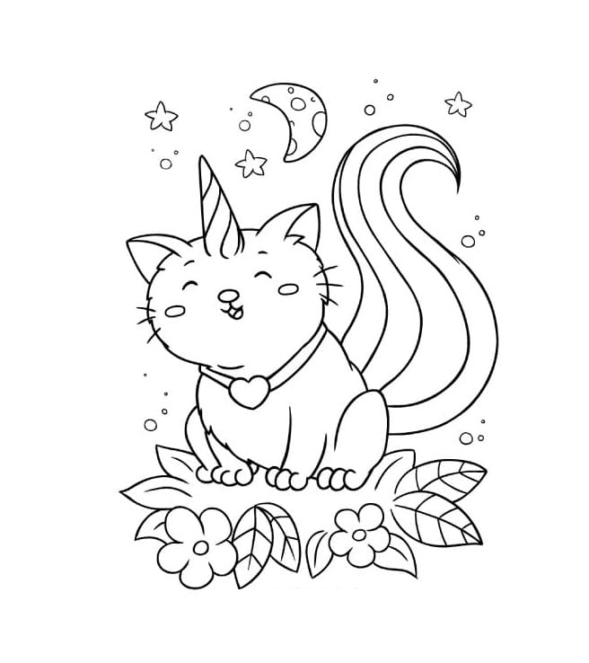 Unicorn Cat to Print Coloring Game Unicorn Cat to Print