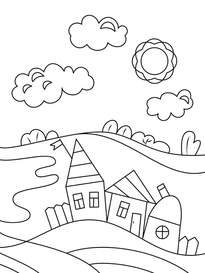 Village Houses Coloring Game Village Houses