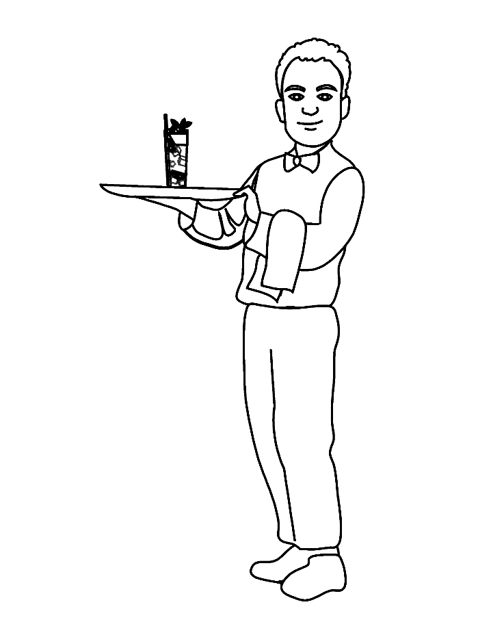 Cartoon Waiter Coloring - Play Free Coloring Game Online