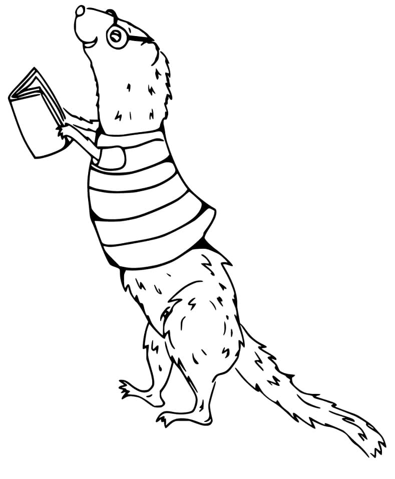 Weasel Reading Book Coloring Game Weasel Reading Book