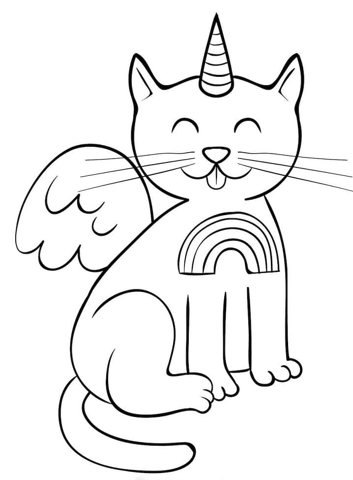 Winged Unicorn Cat Coloring Game Winged Unicorn Cat
