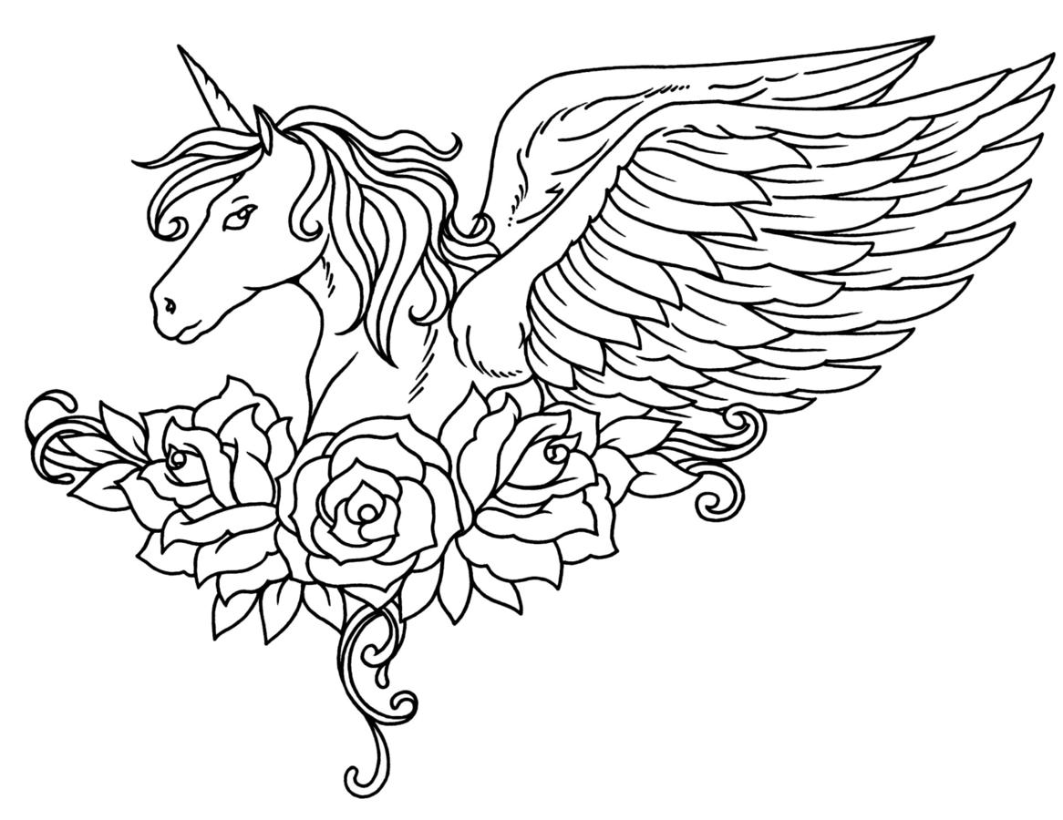 Winged Unicorn With Flowers Coloring Game Winged Unicorn With Flowers