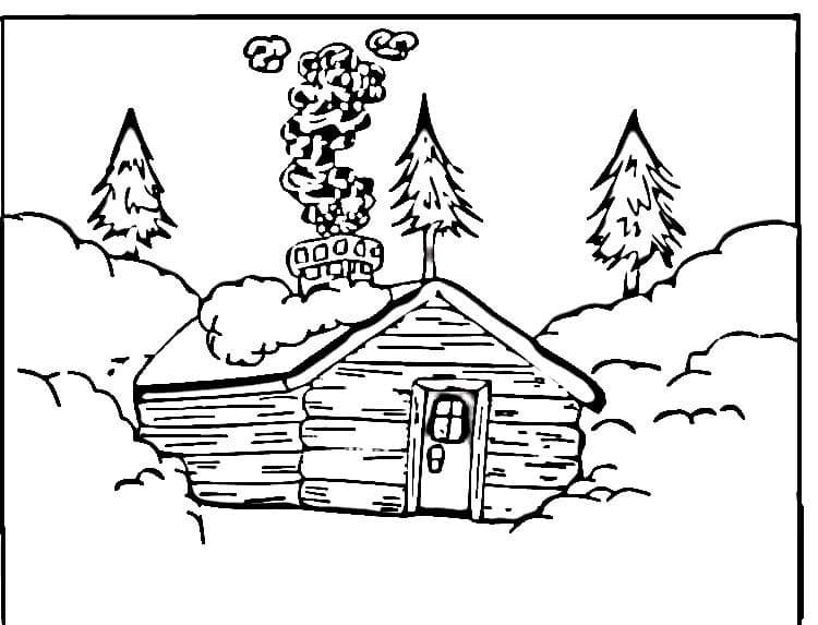 Winter Log Cabin Coloring Game Winter Log Cabin