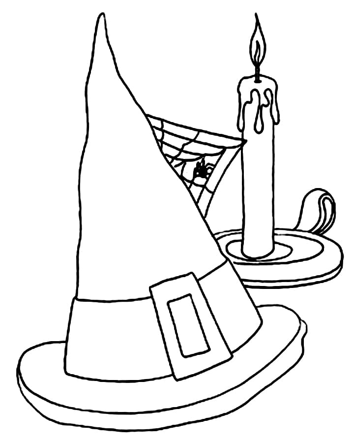 Witch Hat with Candle Coloring Game Witch Hat with Candle