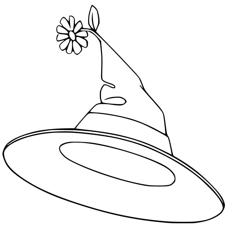 Witch Hat with Flower Coloring Game Witch Hat with Flower