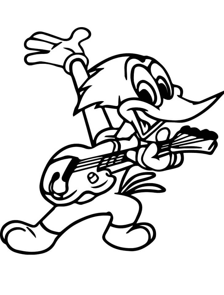 Woody Woodpecker Playing Guitar
