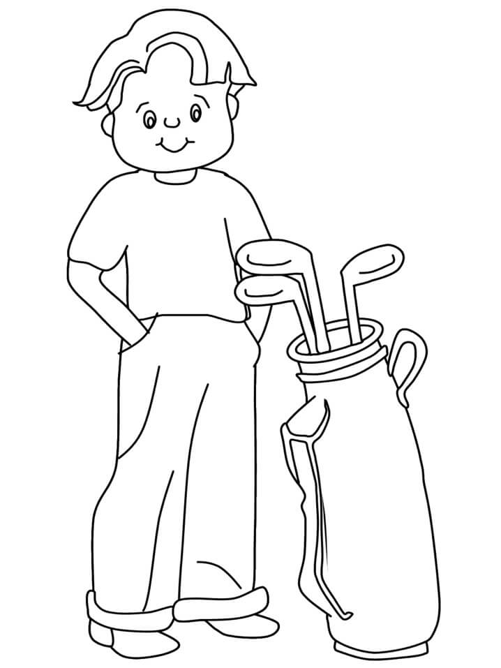 Young Boy Playing Golf Coloring Game Young Boy Playing Golf