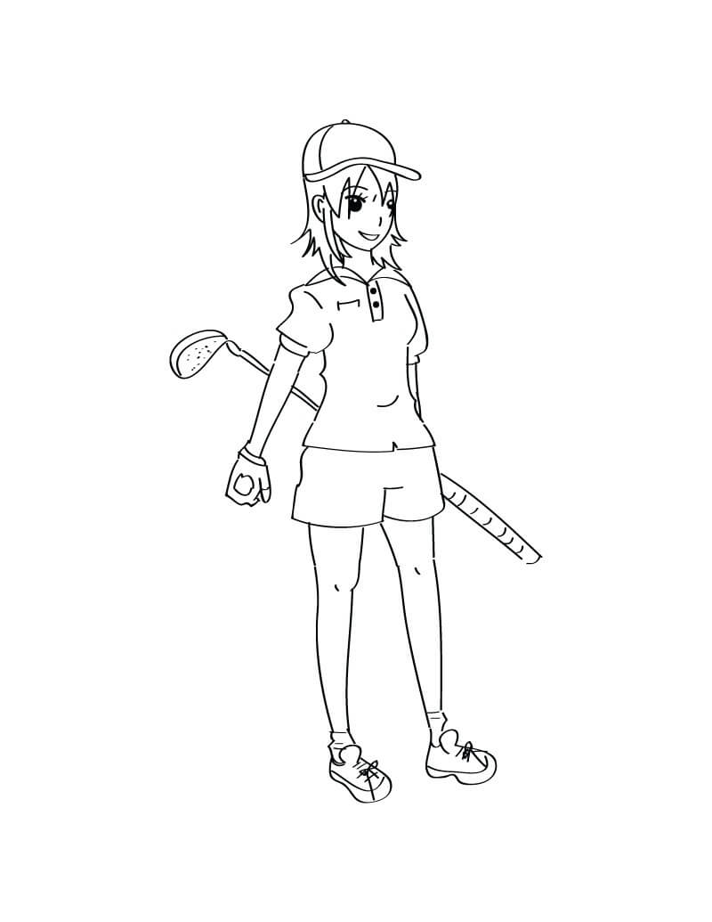 Young Girl Playing Golf Coloring Game Young Girl Playing Golf